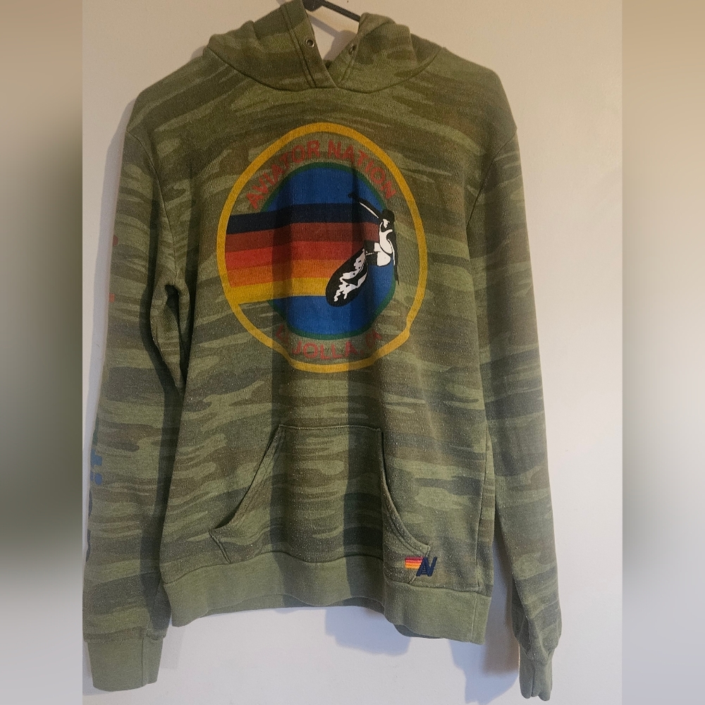 Aviator Nation Camo Pullover Hoodie – Size Large – Unisex - Picture 3 of 10